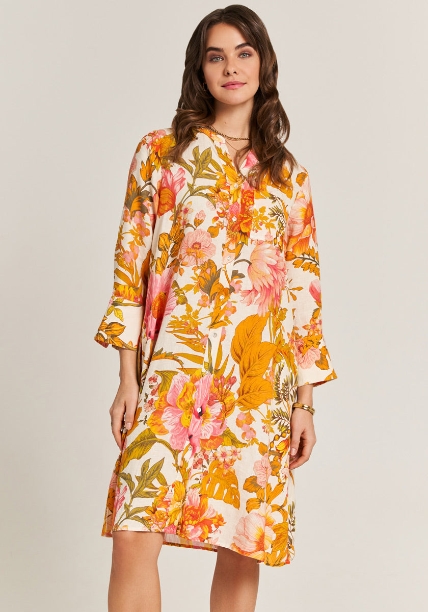 Flower Garden linen blouse dress