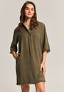 Green Lyocell Dress with Fringes