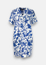 Robe en lin bleu à imprimé fleuri