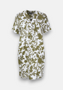 Green linen dress with floral print