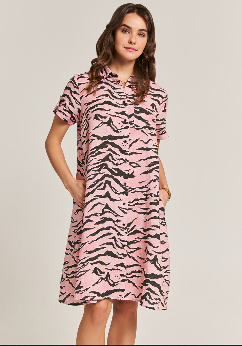 Leinen-Hemdkleid Tiger