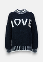 Grobstrickpullover Love mit Kontrastnähten