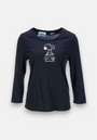 Black long-sleeved shirt with Snoopy foil print