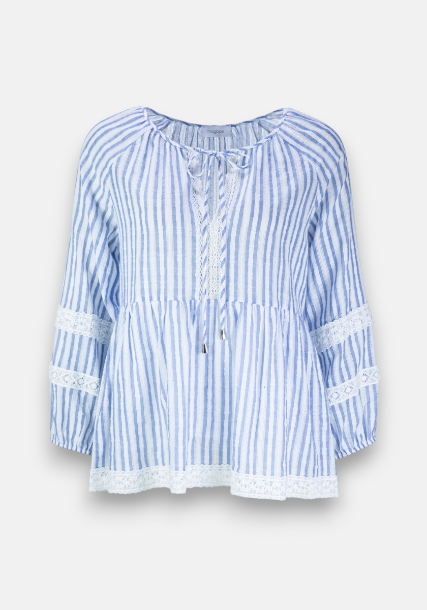 Striped cotton blouse with embroidery