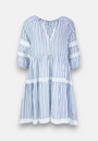 Gray striped cotton dress with embroidery