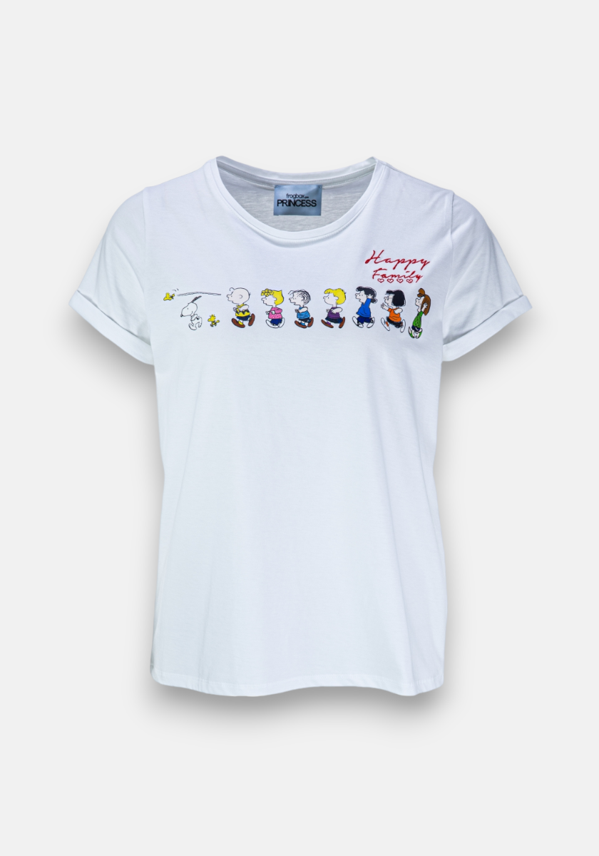 White T-shirt Peanuts Happy Family