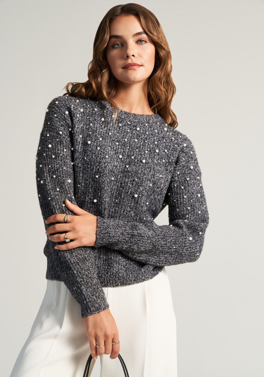 Merino sweater with pearls