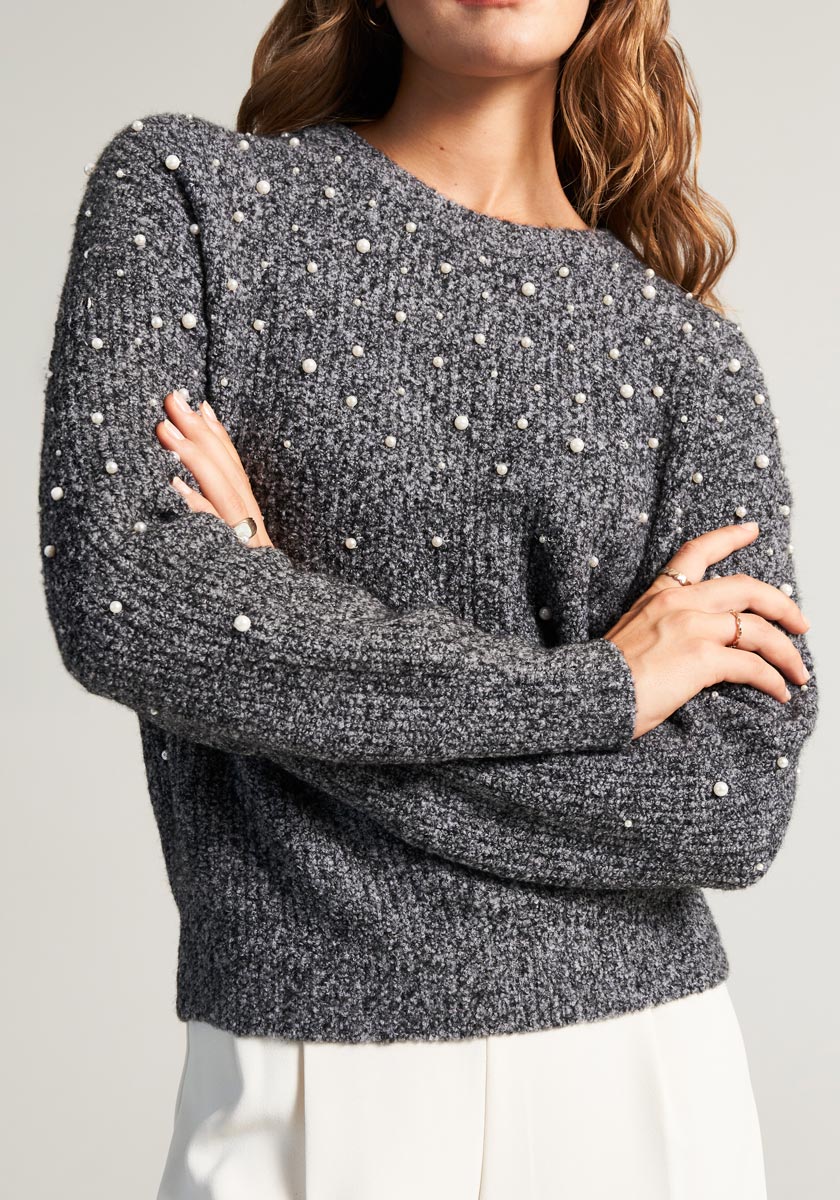 Merino sweater with pearls