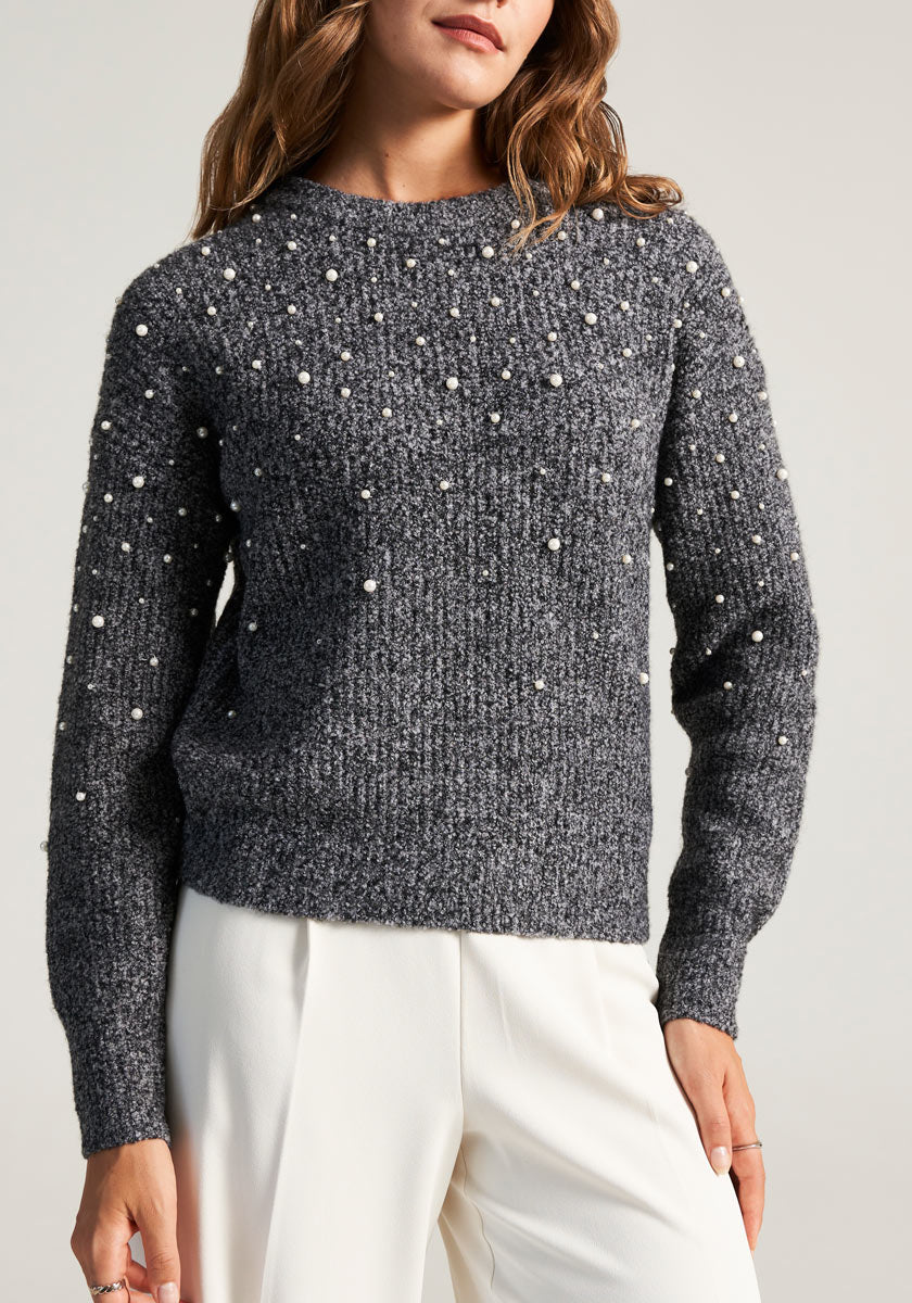 Merino sweater with pearls