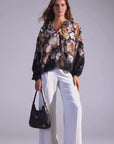 Floral blouse made of pure silk